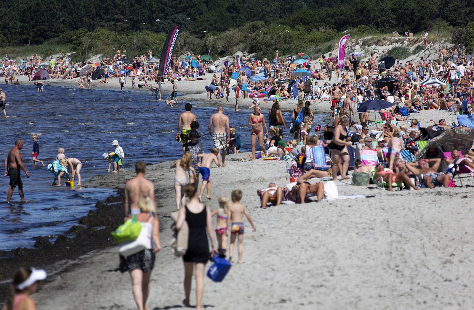 Summer day on the wide sandy beach in Lomma
